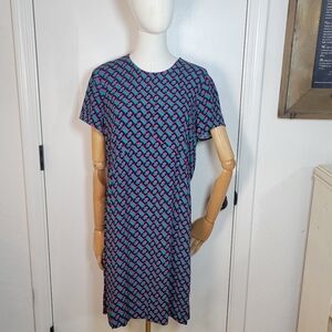 Diane Von Furstenberg Carlotta T-Shirt Dress Soft Abstract Print Midi Size M